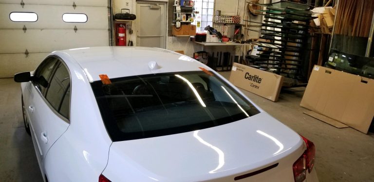 Car with new rear window installed