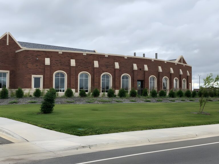 Brick building with replacement windows