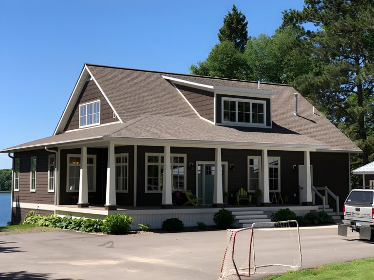 Lake home with new residential windows and porch